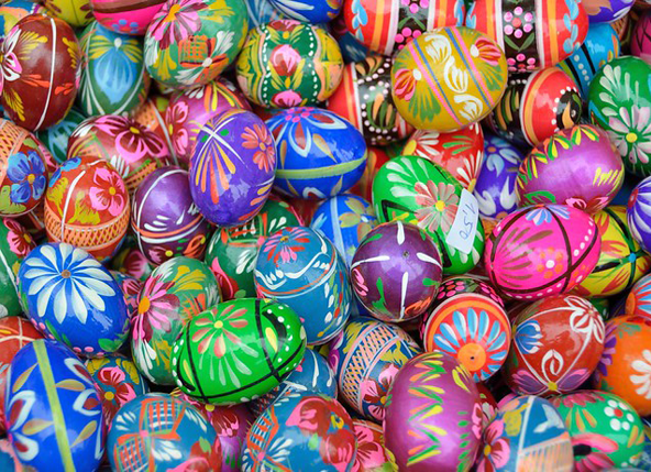 A great pile of decorated Easter eggs
