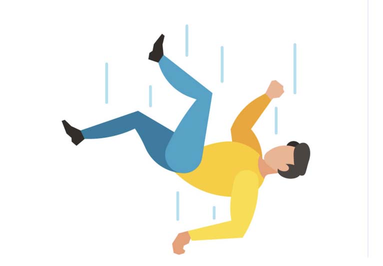 Cartoon of a man falling.