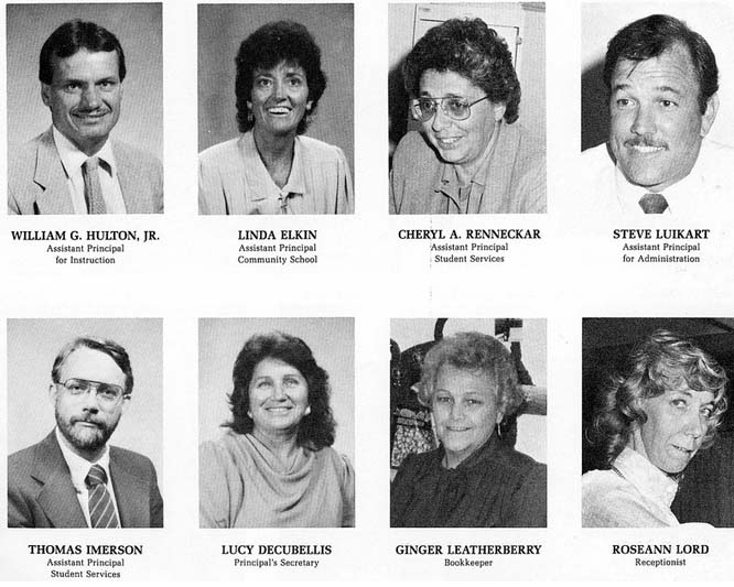 The 1987 yearbook pictures of the administration.