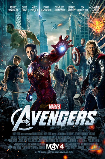 A poster showing the characters in the film The Avengers