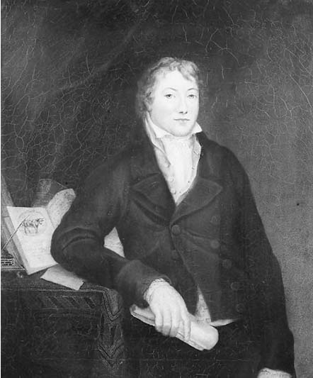 A black-and-white oil portrait of Edward Jenner
