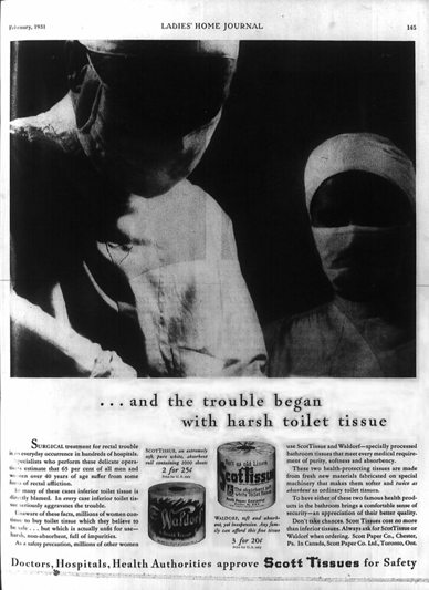 A vintage ad promoting Scott tissue