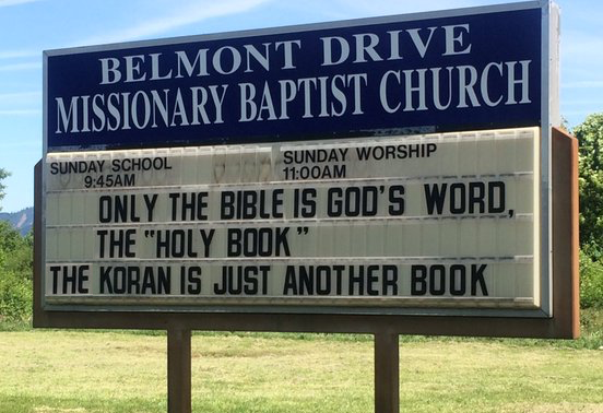 Church sign proclaiming its bigotry