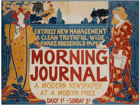 Two art deco women advertising the Morning Journal newspaper poster, print