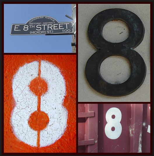 A collage of the numbers 8