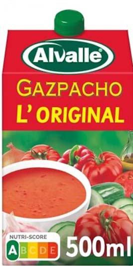 A waxed container of gazpacho soup