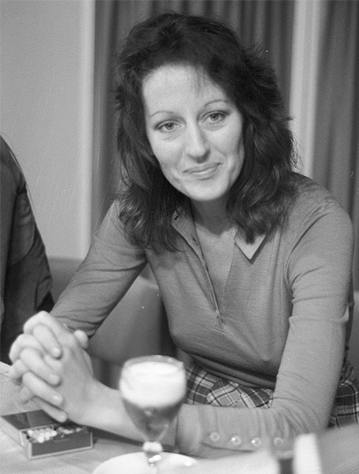 A black-and-white PR photo of Germaine Greer