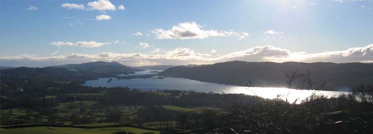 An aerial view of Lake Windermere from the north.