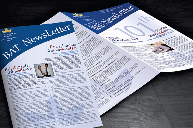 Multipage newsletter with a royal blue masthead.