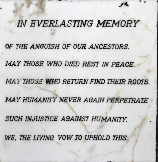 A marble plaque that perpetuates ancestors in general