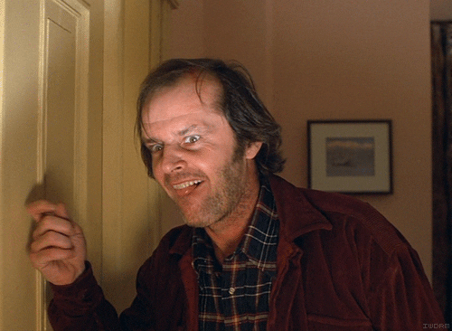 Jack Nicholson as Jack Torrance rapping on a door