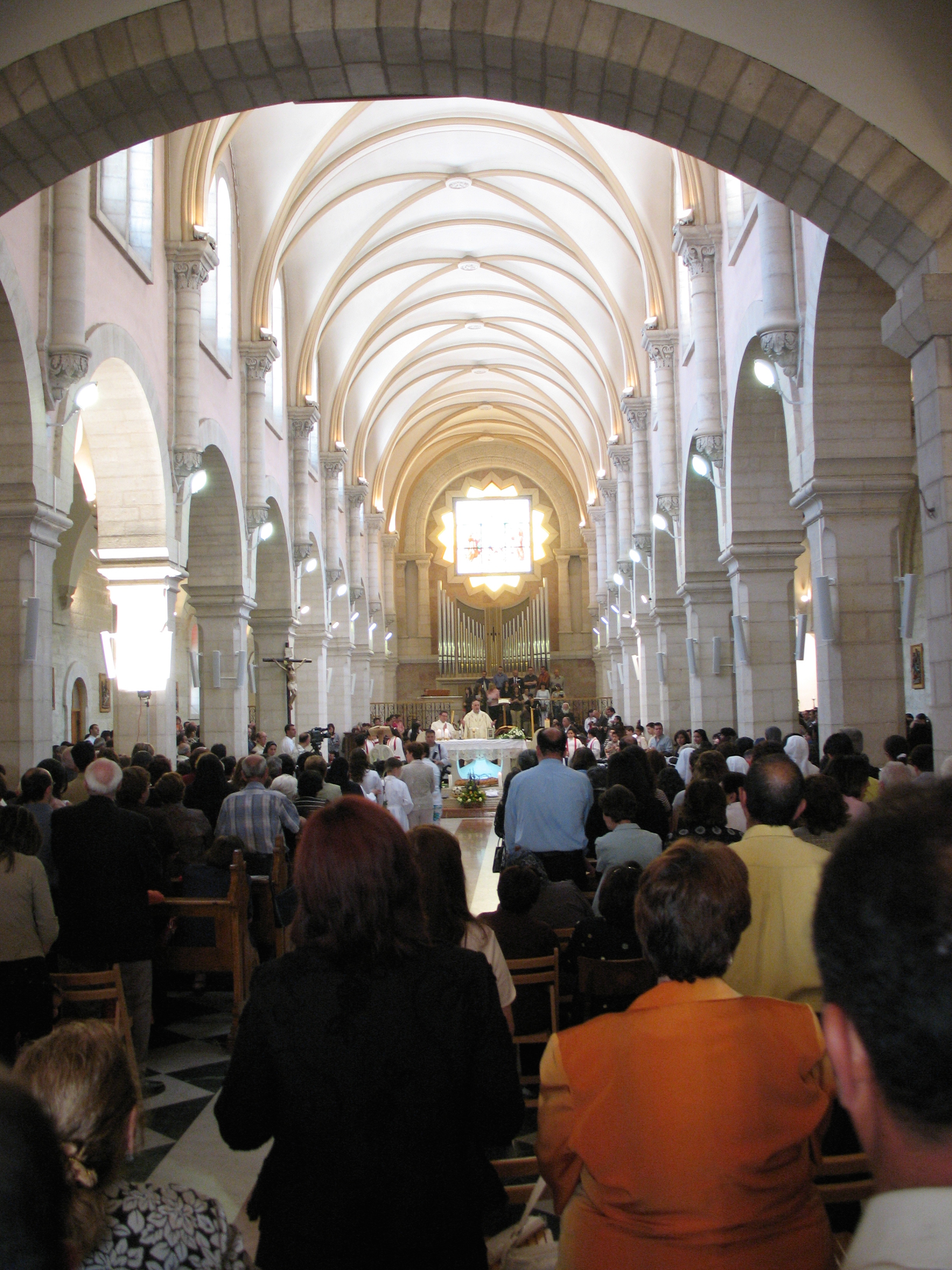 A church filled with worshippers for Mass