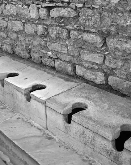 Close-up of a Roman toilet