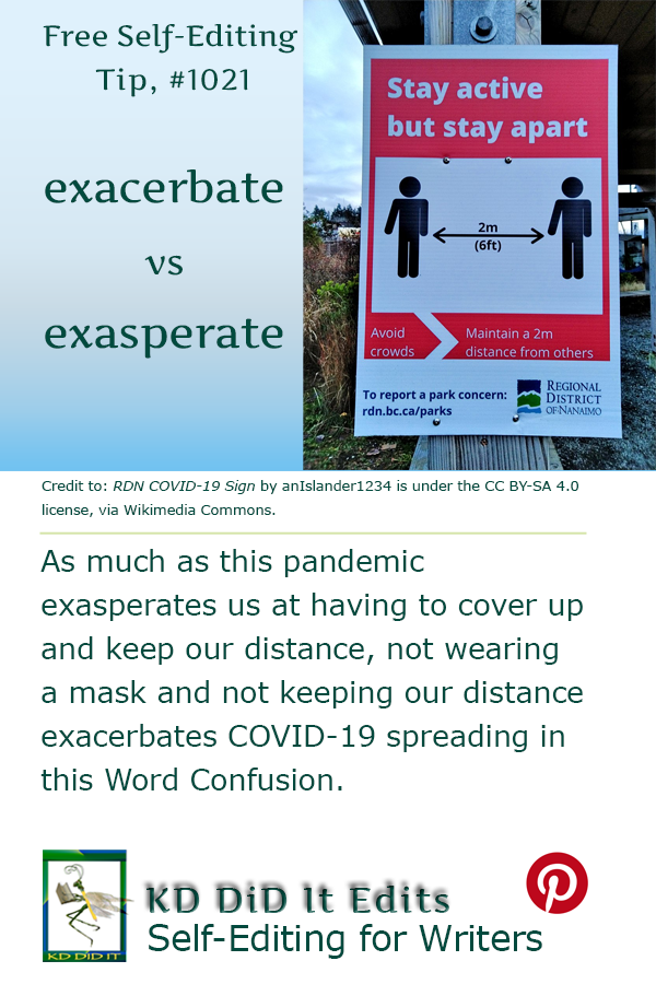 Pinterest pin for Exacerbate vs Exasperate