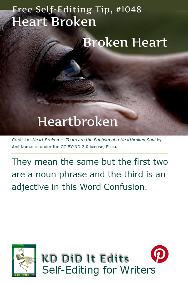 Pinterest pin for Broken Heart versus Heartbroken