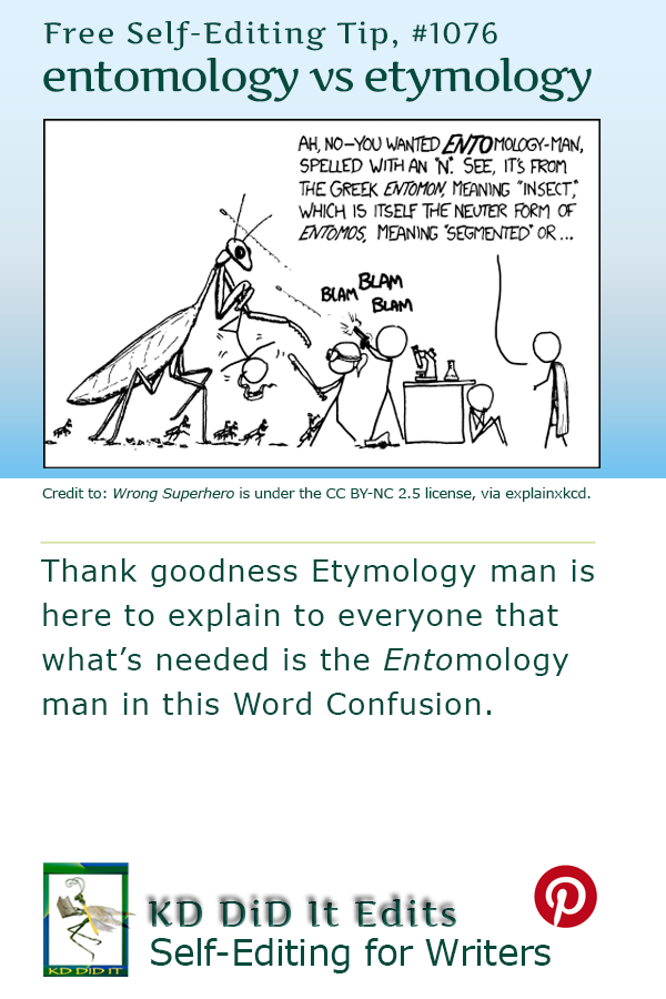 Pinterest pin for Entomology versus Etymology