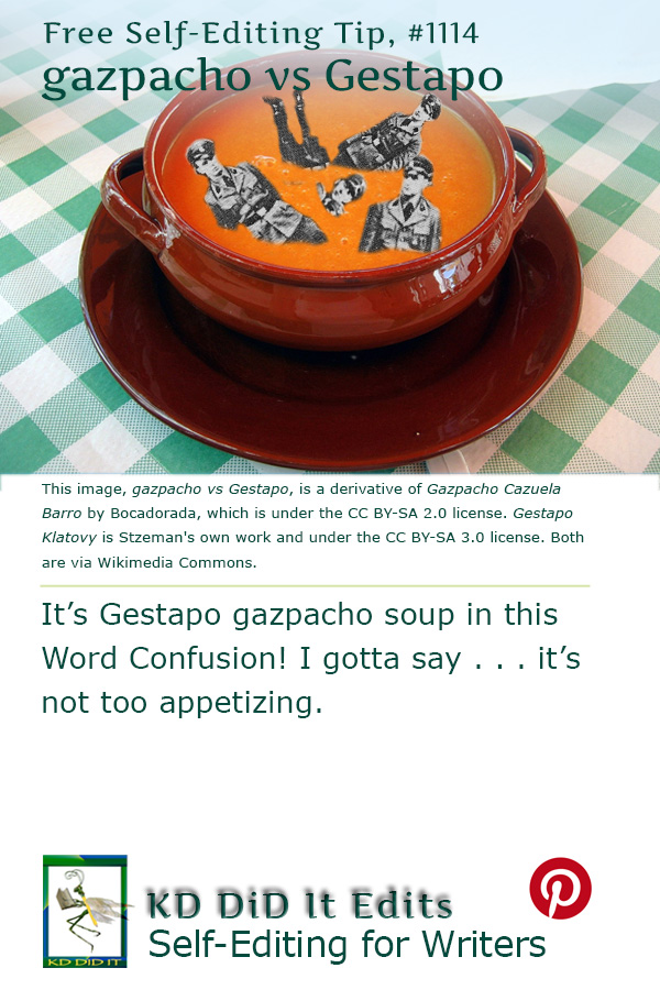 Pinterest pin for Gazpacho versus Gestapo