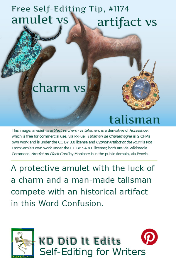 Pinterest pin for Amulet vs Artifact vs Charm vs Talisman