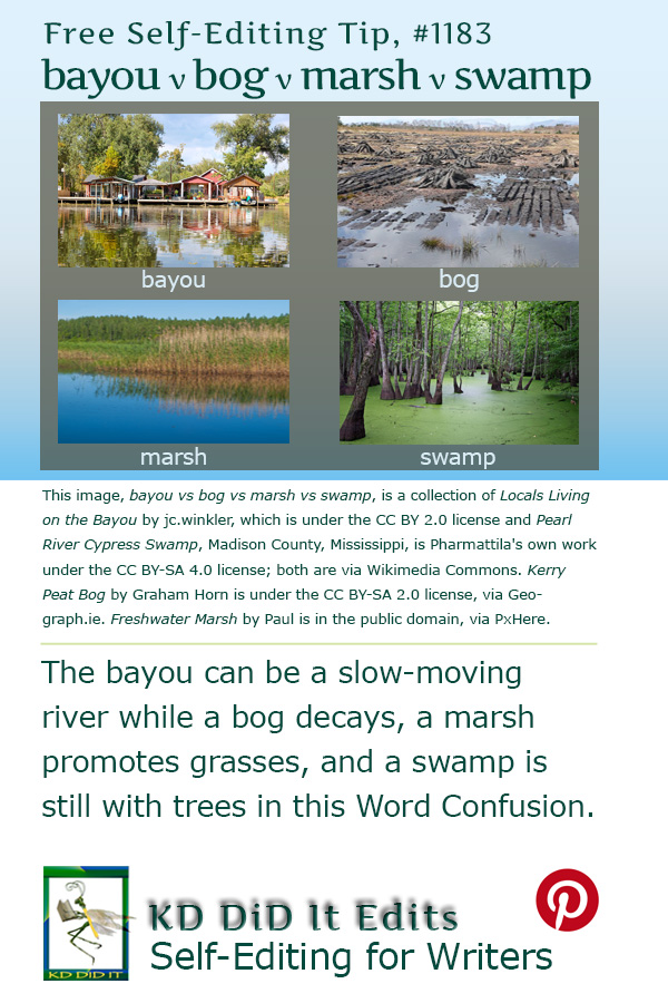 Pinterest pin for Bayou vs Bog vs Marsh vs Swamp