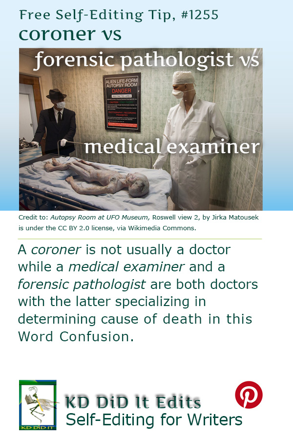Pinterest pin for Coroner vs Forensic Pathologist vs Medical Examiner