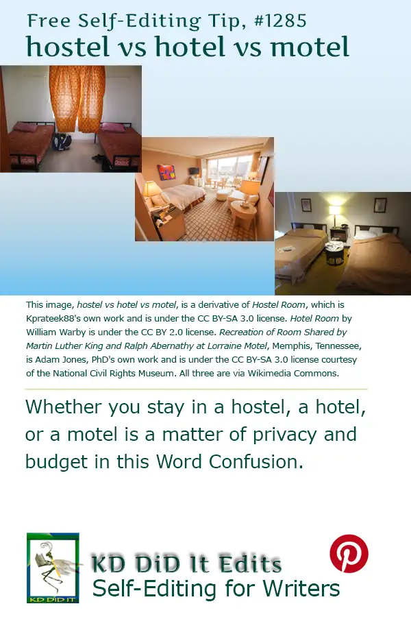 Pinterest pin for Hostel vs Hotel vs Motel