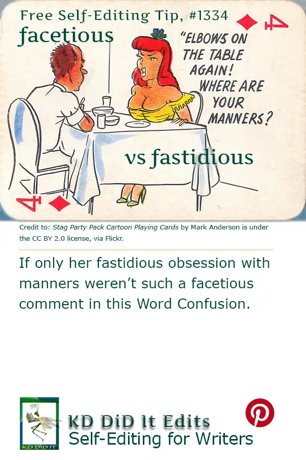 Pinterest pin for Facetious versus Fastidious