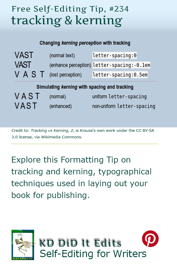 Book Layout & Formatting Ideas: Tracking and Kerning