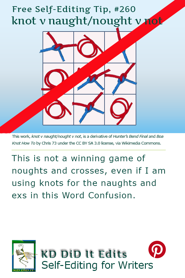 Pinterest pin for Knot vs Naught or Nought vs Not