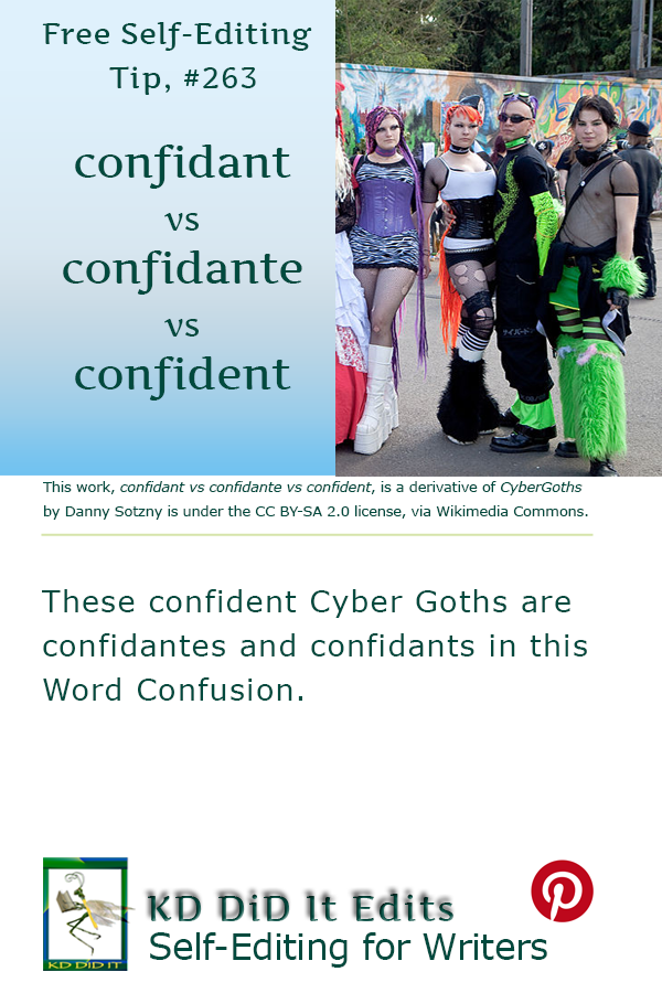 Pinterest pin for Confidant vs Confidante vs Confident