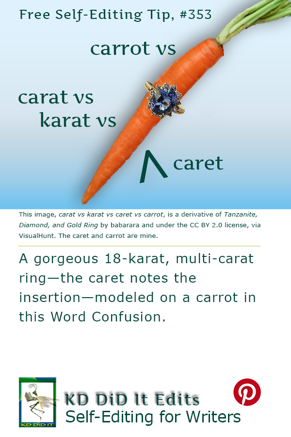 Pinterest pin for Carat v Karat v Caret v Carrot