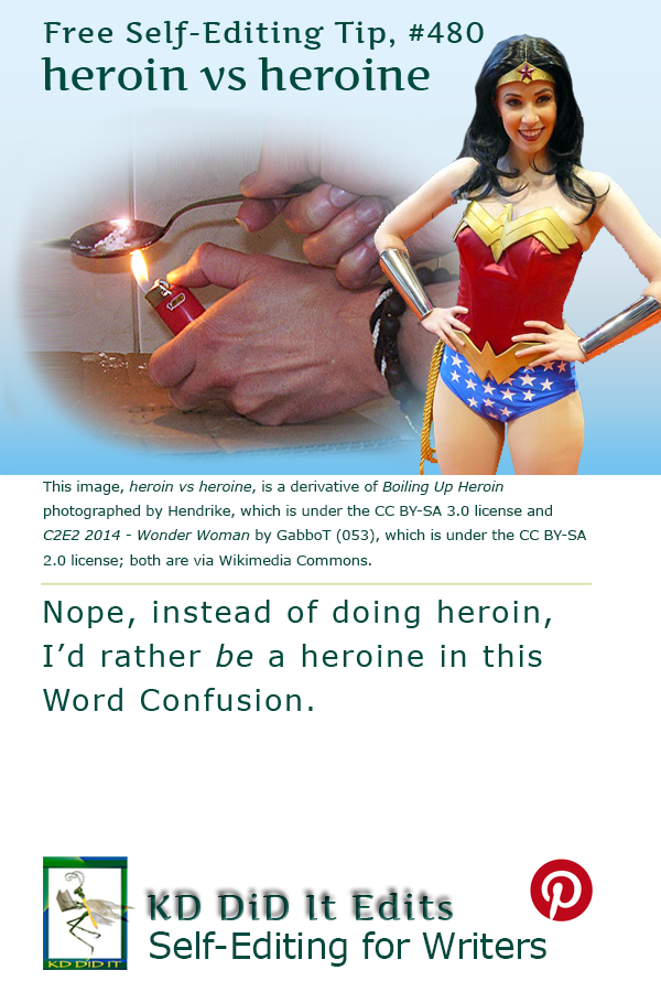 Pinterest pin for Heroin versus Heroine