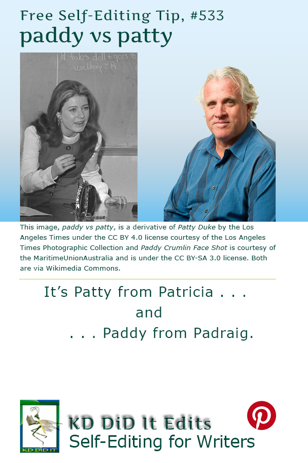 Word Confusion: Paddy versus Patty