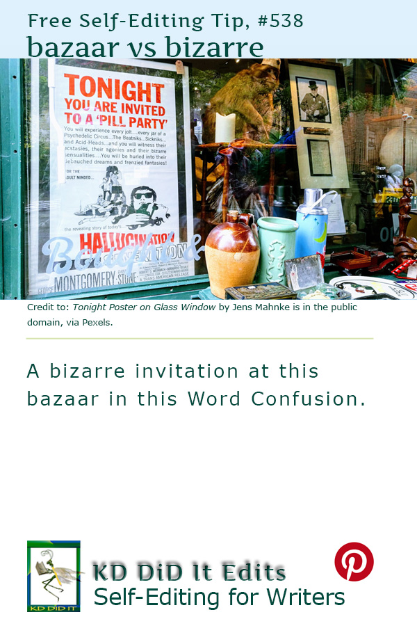 Pinterest pin for Bazaar versus Bizarre