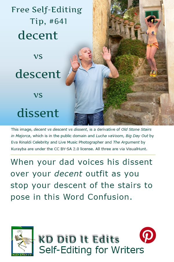 Pinterest pin for Decent vs Descent vs Dissent