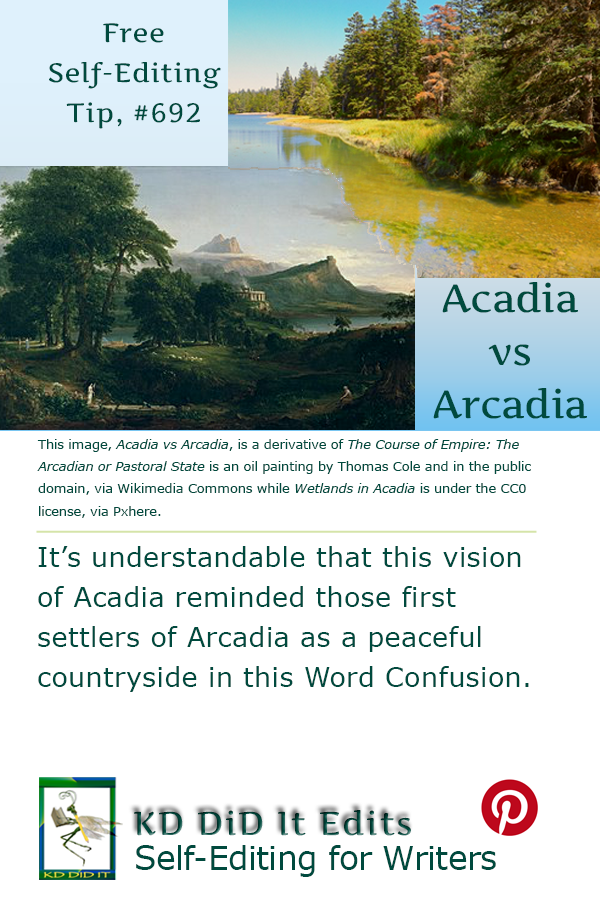 Pinterest pin for Acadia versus Arcadia