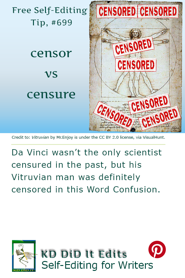 Pinterest pin for Censor versus Censure