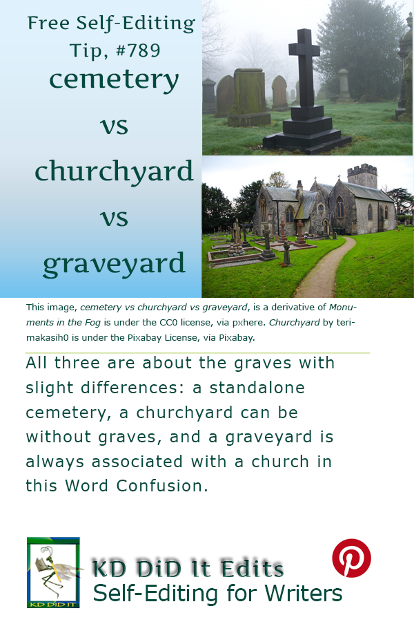 Pinterest pin for Cemetery vs Churchyard vs Graveyard