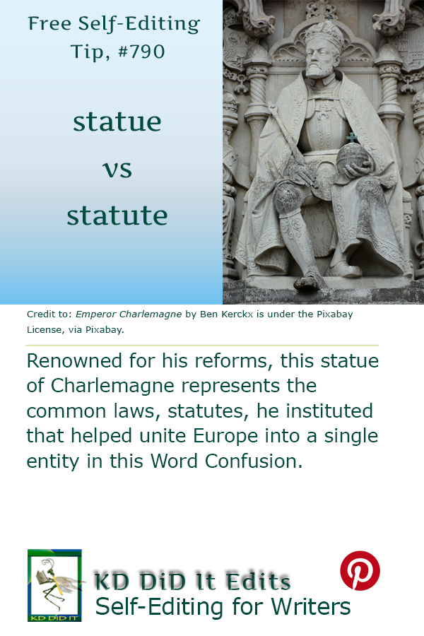 Pinterest pin for Statue versus Statute