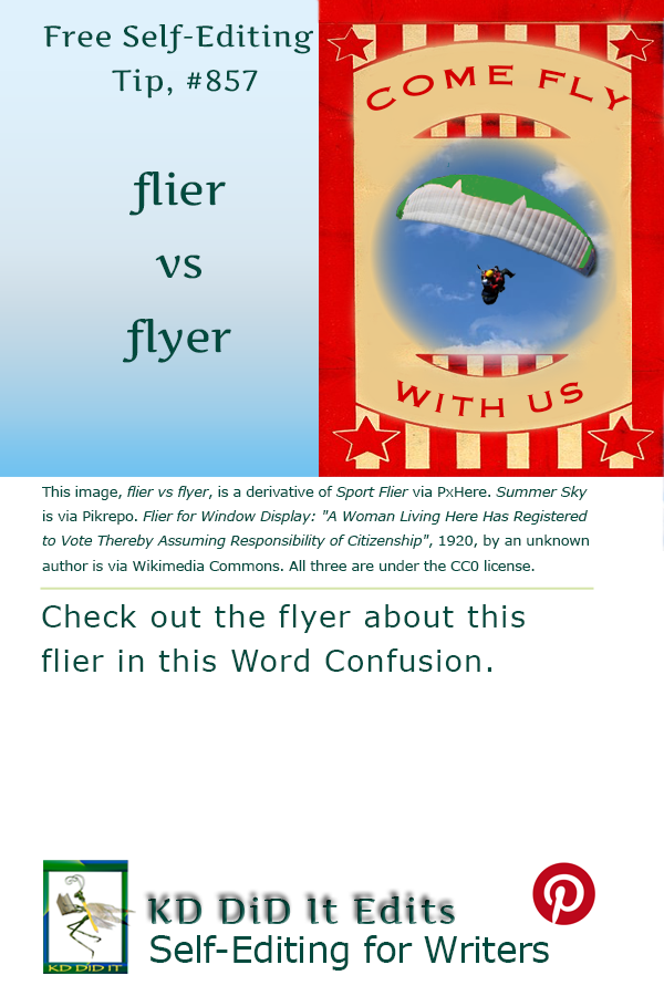Pinterest pin for Flier versus Flyer