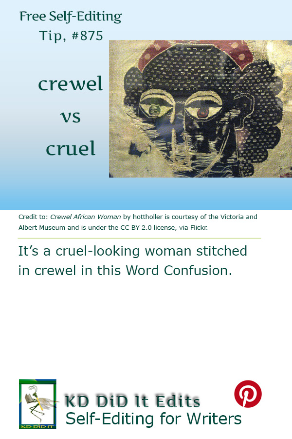 Pinterest pin for Crewel versus Cruel