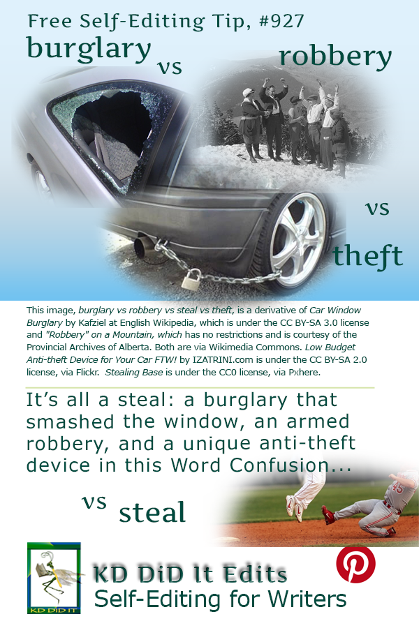 Pinterest pin for Burglary vs Robbery vs Steal vs Theft