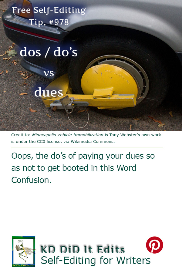 Pinterest pin for Dos, Do's versus Dues