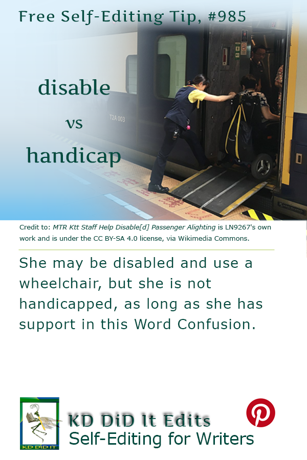 Pinterest pin for Disable versus Handicap