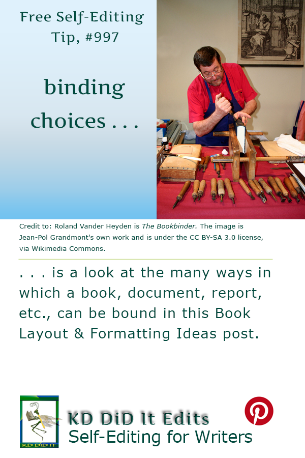 Pinterest pin for Binding Choices (for Print)